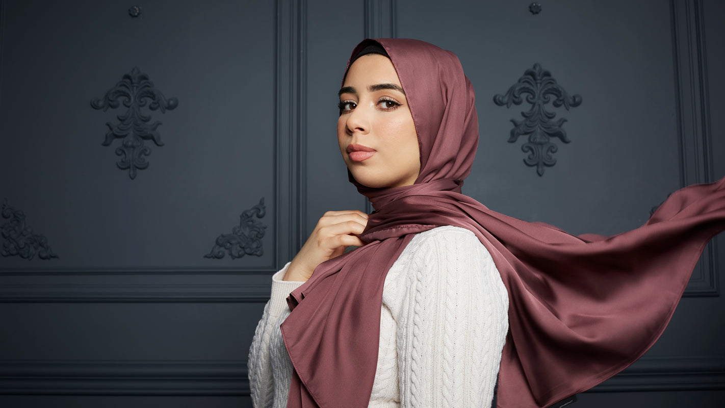 Elegant satin hijab with smooth silky finish